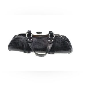 Etro Black Crocodile-Embossed Satchel